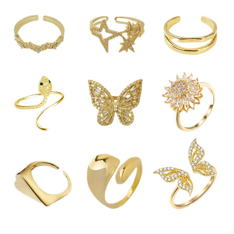 Fashionable adjustable ring, zirconium, Japanese and Korean, internet celebrity, on index finger