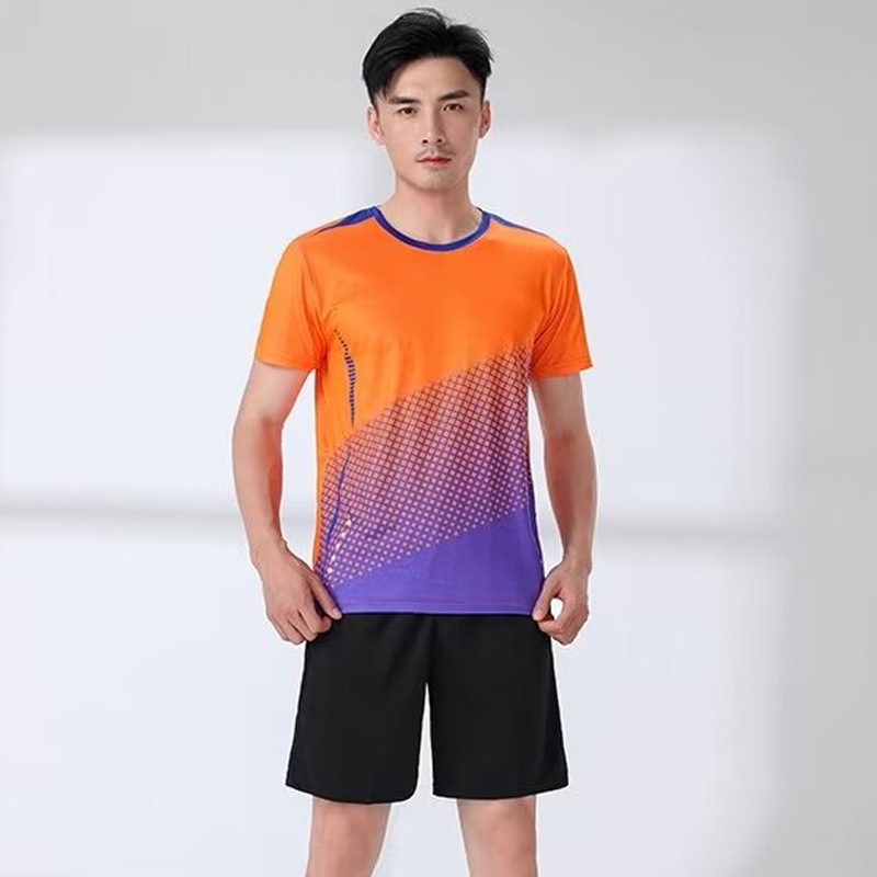 Breathable Badminton Clothing Men's and Women's Short-sleeved suit Sports Quick-drying Clothing Printing Air Volleyball Competition Training Camp Team Clothing Summer