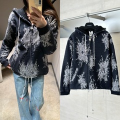 天花板品质25SS潮牌新款香家连帽钩花加绒外套男女明星同款帅气潮