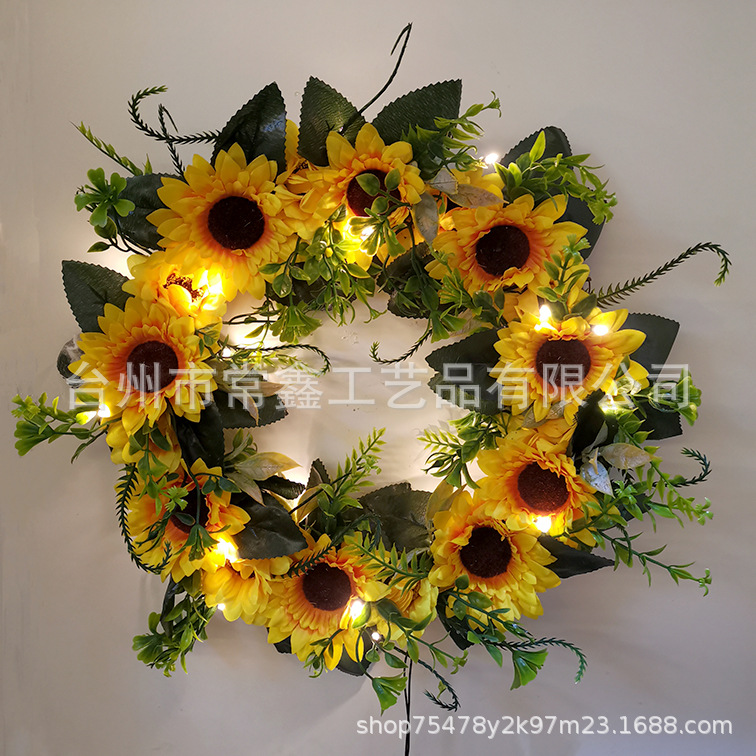 复活节春夏家居装饰品 结壁挂件感恩节LED圣诞花环门挂批发