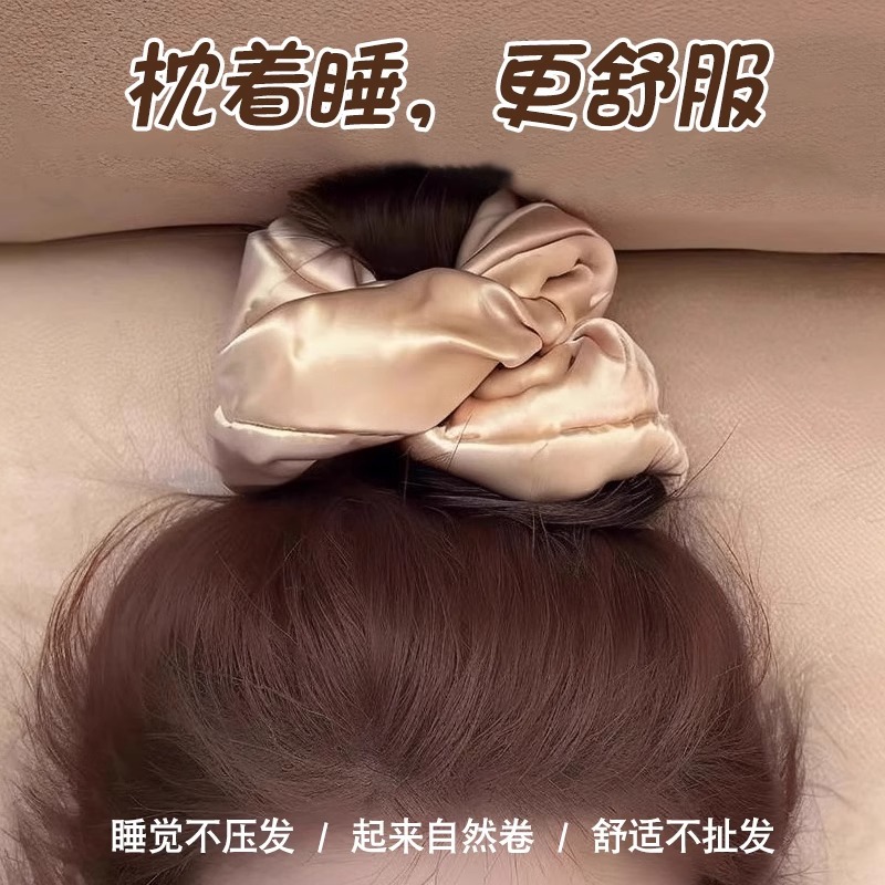 almohada de sueño color curry, anillo de cabello de intestino grueso para mujeres 2025, nueva cuerda de cabello de alta calidad no daña cabello graso, anillo de cabello de flores