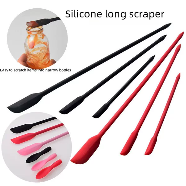 Silicone Mini small size tip scraper butter jam scraper spoon cosmetic cooking bottle jar inner wall long scraper high temperature resistant