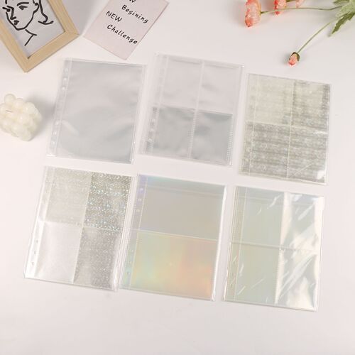 a5 transparent card book inner page 2 compartments PP card bag loose-leaf card book inner page 6 holes Polaroid photo storage inner page