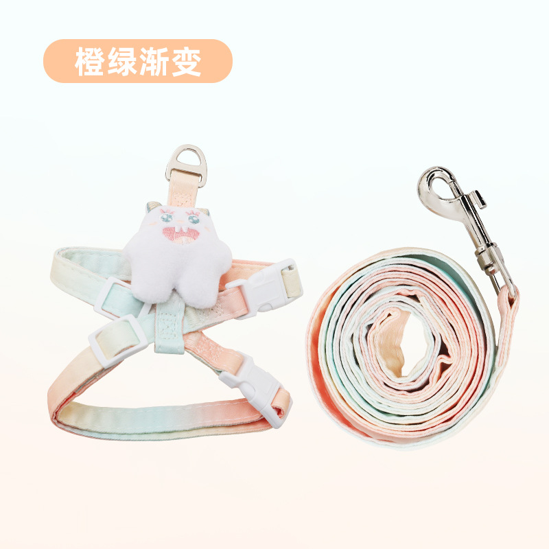 Cuerda de tracción en forma de I para mascotas, correa de pecho conveniente para que los gatos jóvenes salgan, marioneta de oro capa gradual gato chaleco Correa suministros