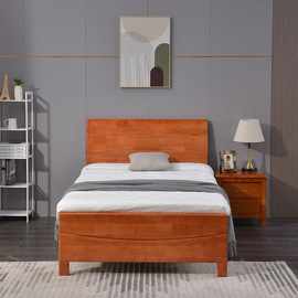 实木床1.2 1.8米原木色双人床现代简约橡木经济型公寓单人出租房