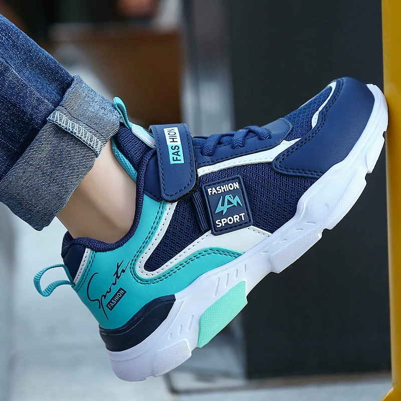 2025 повседневная обувь для детей старшего возраста, повседневная спортивная обувь из сетки и кожи, спортивная обувь для ходьбы для мальчиков, новые кроссовки для мальчиков.