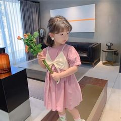 女童公主裙2022夏裝新款寶寶假兩件網紅連衣裙兒童洋氣裙子77052