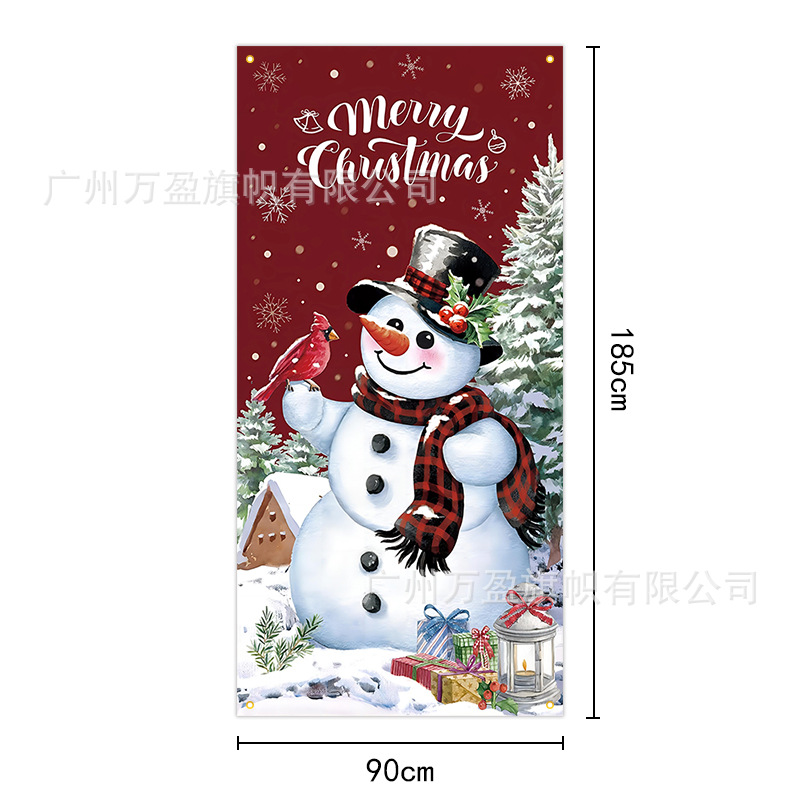 2025 nuevos productos de navidad cortina de bandera Santa Claus para ver la hoja de regalo decoración de tela colgante Bandera de bienvenida de Navidad