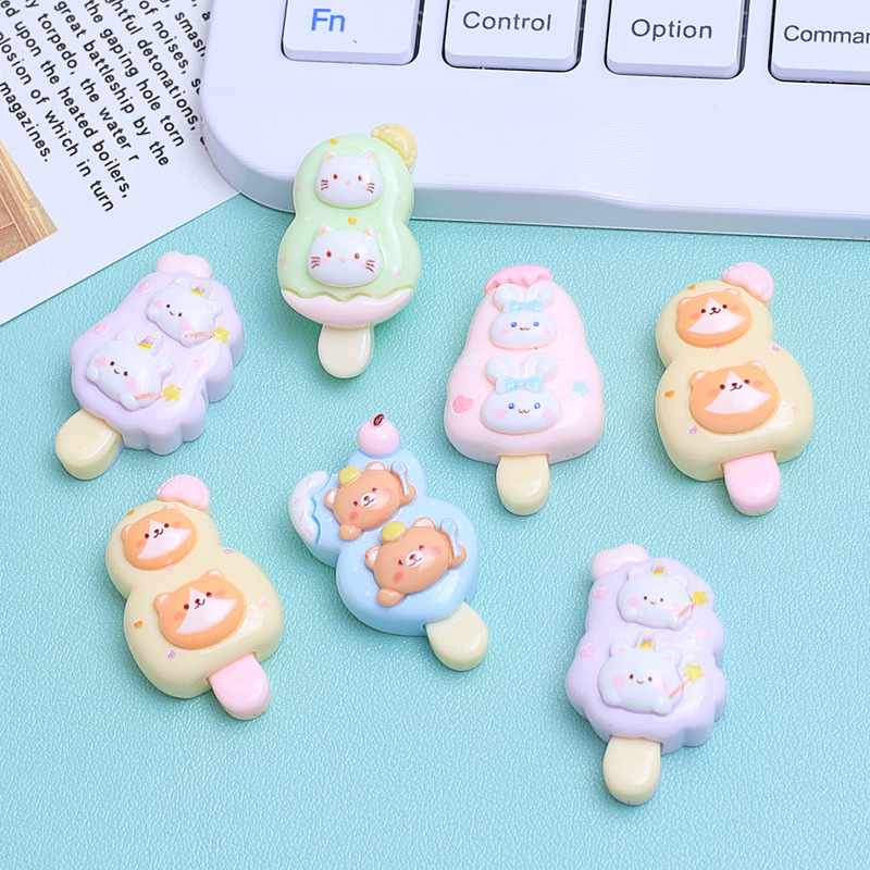漫画動物アイスキャンディー食品おもちゃ diy ジュエリーアクセサリークリエイティブワニ靴バックル素材クリーム接着剤樹脂小物アクセサリー|undefined