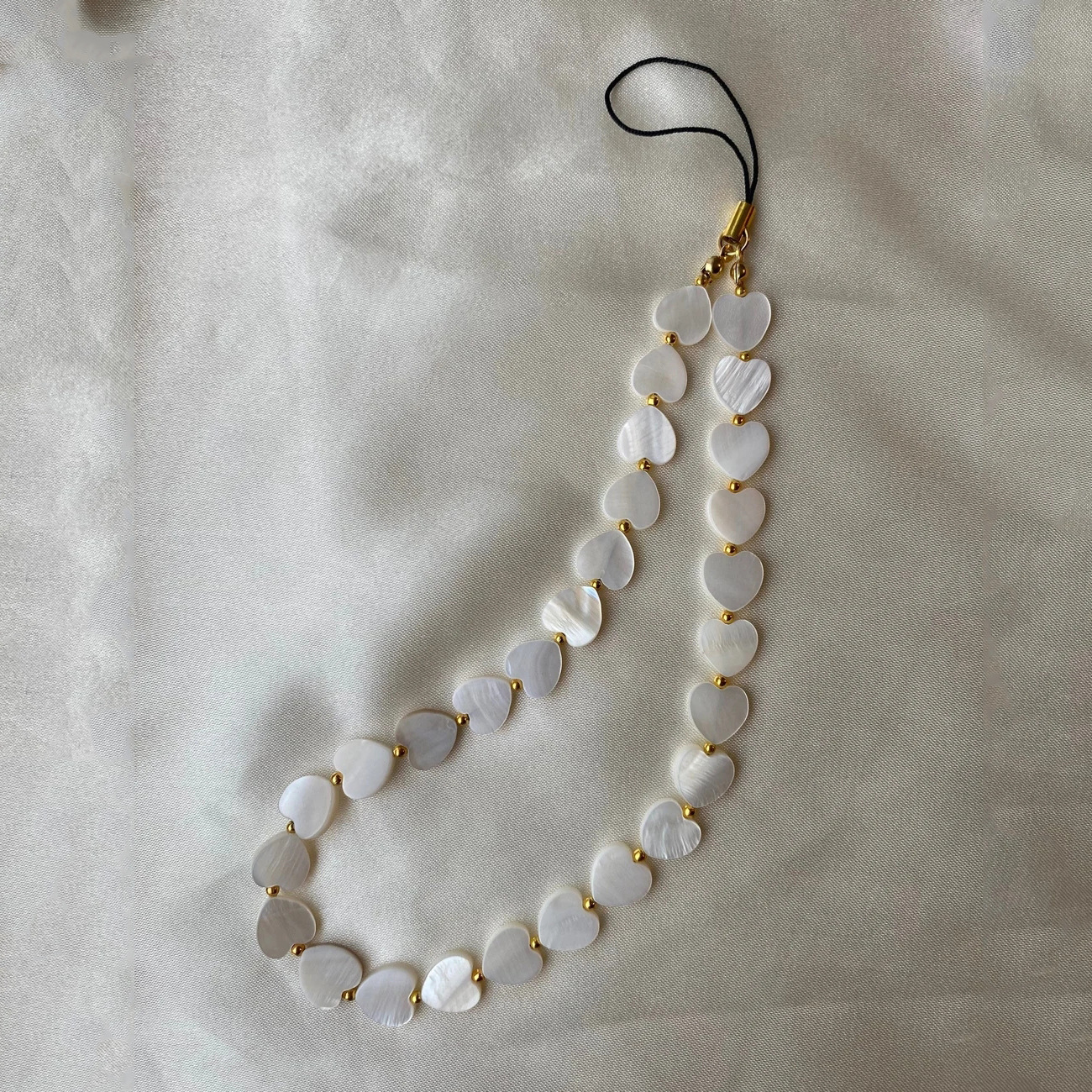 Love Shell con cuentas llavero de cadena de teléfono móvil imitación perla Shell teléfono móvil colgante simple todo partido accesorios de cáscara de teléfono móvil