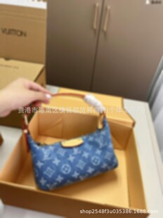 Denim lunch box for leisure, purse, one-shoulder bag, with embroidery
