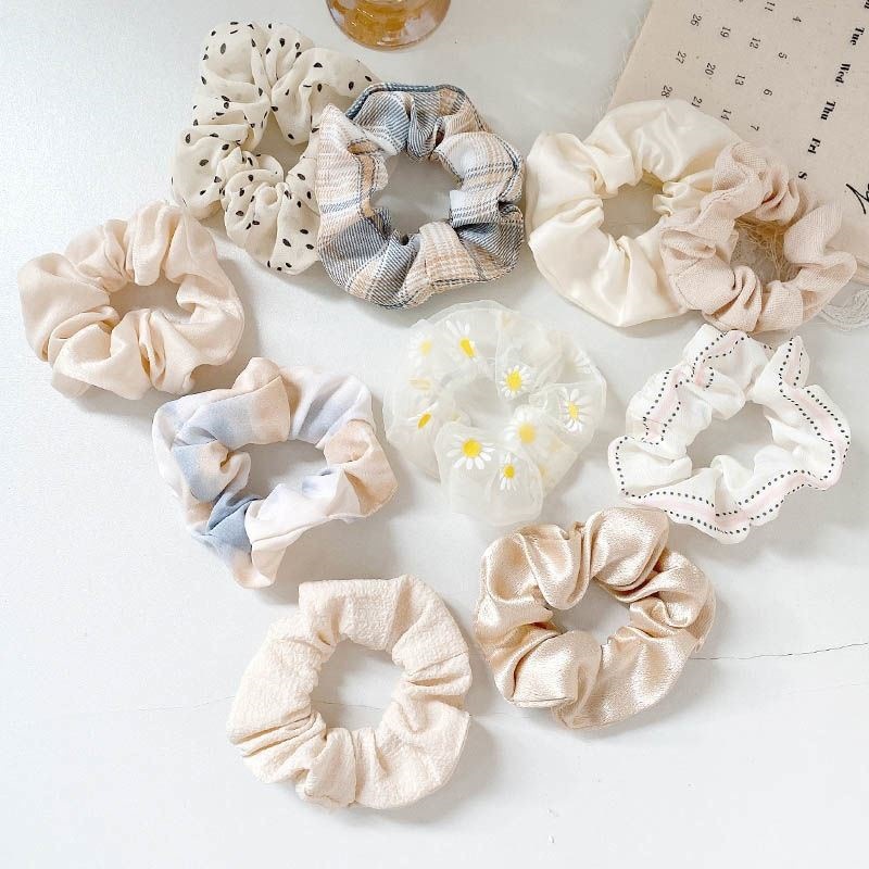3 / 5 / Pcs Silk Scrunchies Print Scrunchie Set Elastic Collar Hair Ring