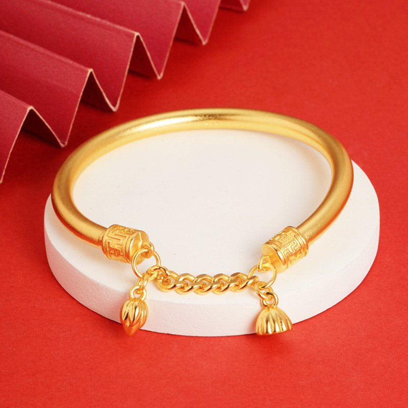 Moda nacional estilo antiguo dos amantes del mundo pulsera de loto Vietnam arena oro Lotus dosel pulsera brillante tótem boda vivo popular