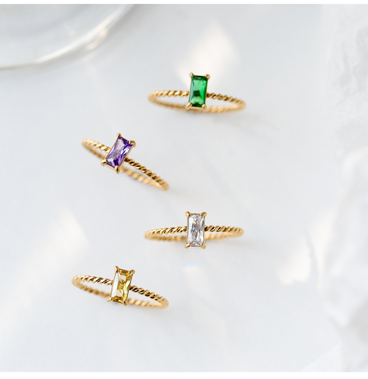 Simple Style Geometric Titanium Steel Inlay Zircon Rings 1 Piece