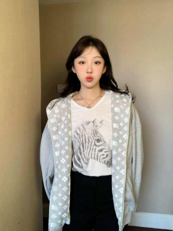 冷淡系独特别外套女2025新款秋季潮牌宽松情侣装拉链连帽卫衣上衣|undefined
