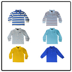 PO23 Autumn New Children's Collared Casual T-shirt Retro Long Sleeve Polo Shirt Striped Boys and Girls Top