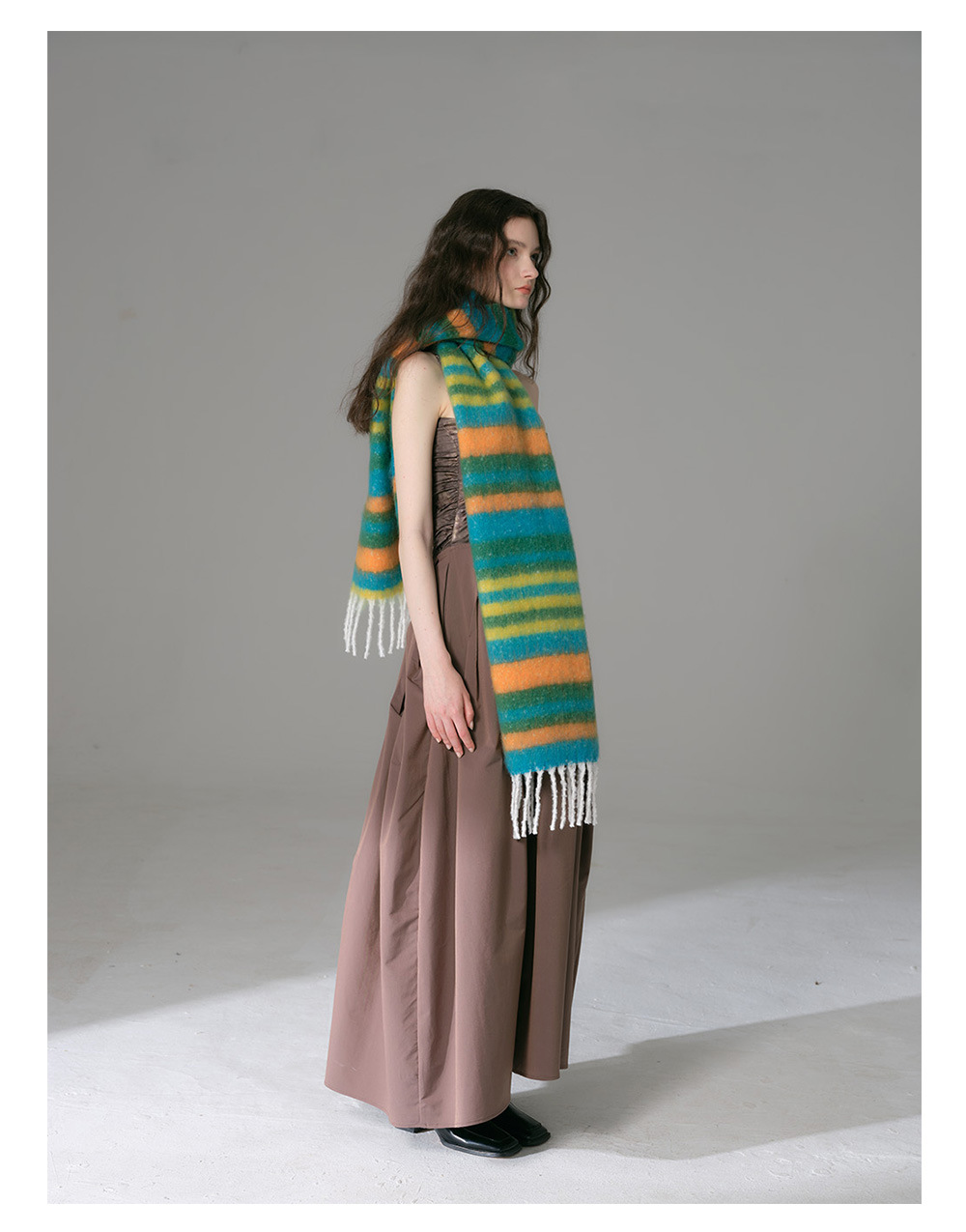 Sciarpa a righe dopamine donna imitazione cashmere morbido collo_voghion.com