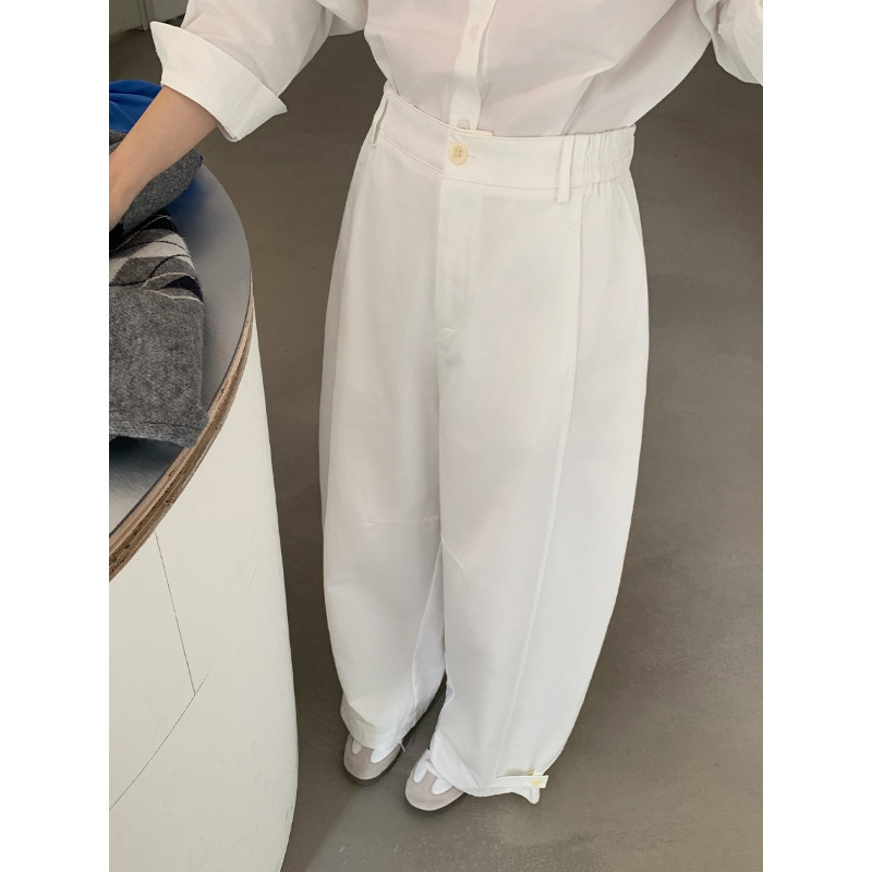 Korean-Style White Wide-Leg Casual Pants for Women, Spring 2026 New High-Waisted Slimming Versatile Loose Straight Long Pants
