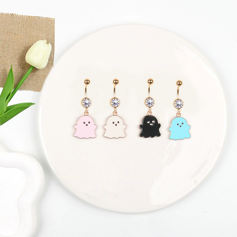 Мультяшный призрак пупка кольцо весело маленький монстр капает масло милые пупки пирсинг украшения трансграничные украшения Хэллоуина