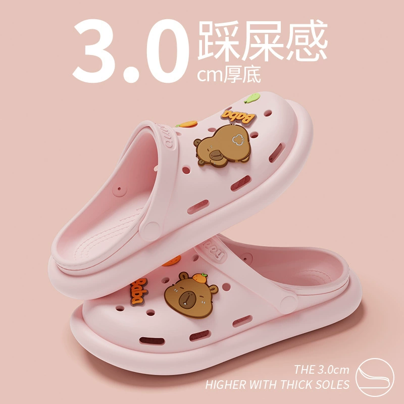 Пещерные туфли женские летние внутренние дома нескользящие и толстые подошвы чувство дерьма Baotou eva мягкие подошвы 2024 новые тапочки женщины