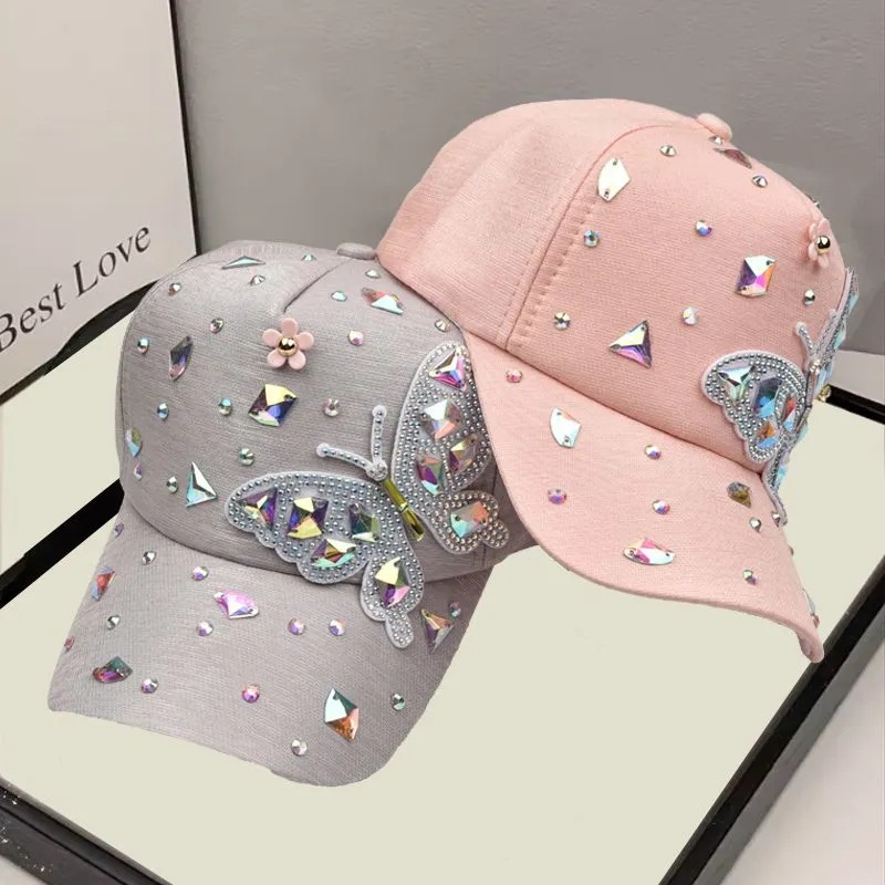 Women's Simple Style Classic Style Color Block Rhinestone Curved Eaves Baseball Cap display picture 3