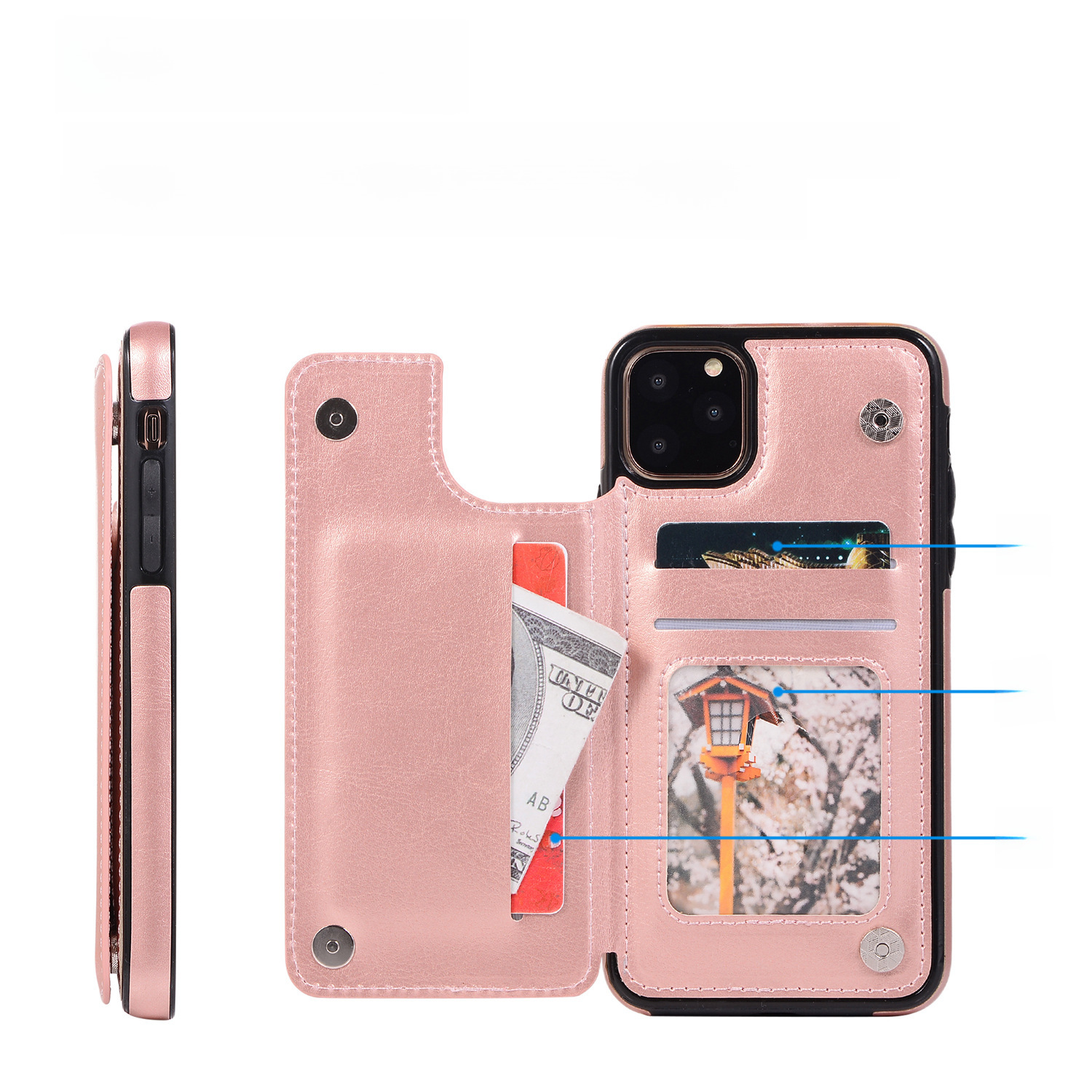 For iPhone14 15 Mobile Phone Leather Case 13 Pro Crazy Horse Pattern Protective Case Samsung A55 Mobile Phone Case_voghion.com