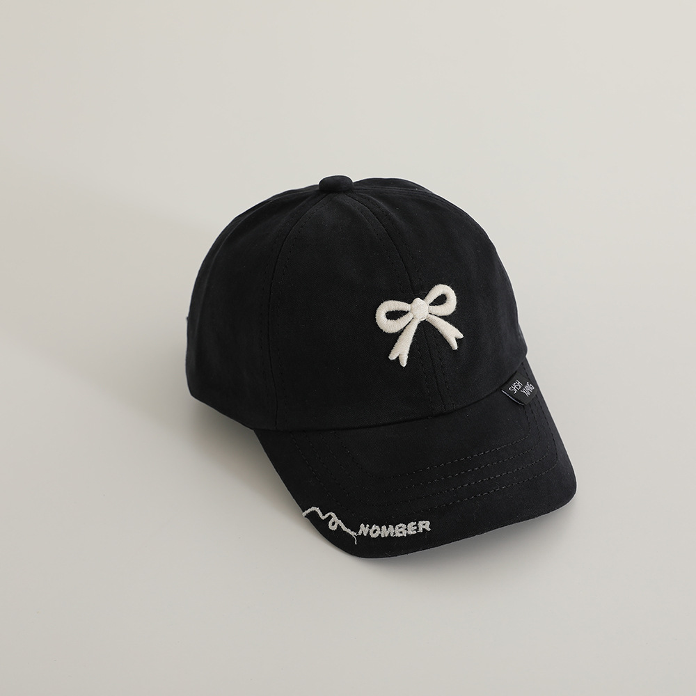 Sombreras de béisbol de niñas extranjeras, sombreros de lengua de pato para niños, modelado cóncavo, sombreros de arco bordados, sombreros de sombra para bebés, sombreros de lengua de pato