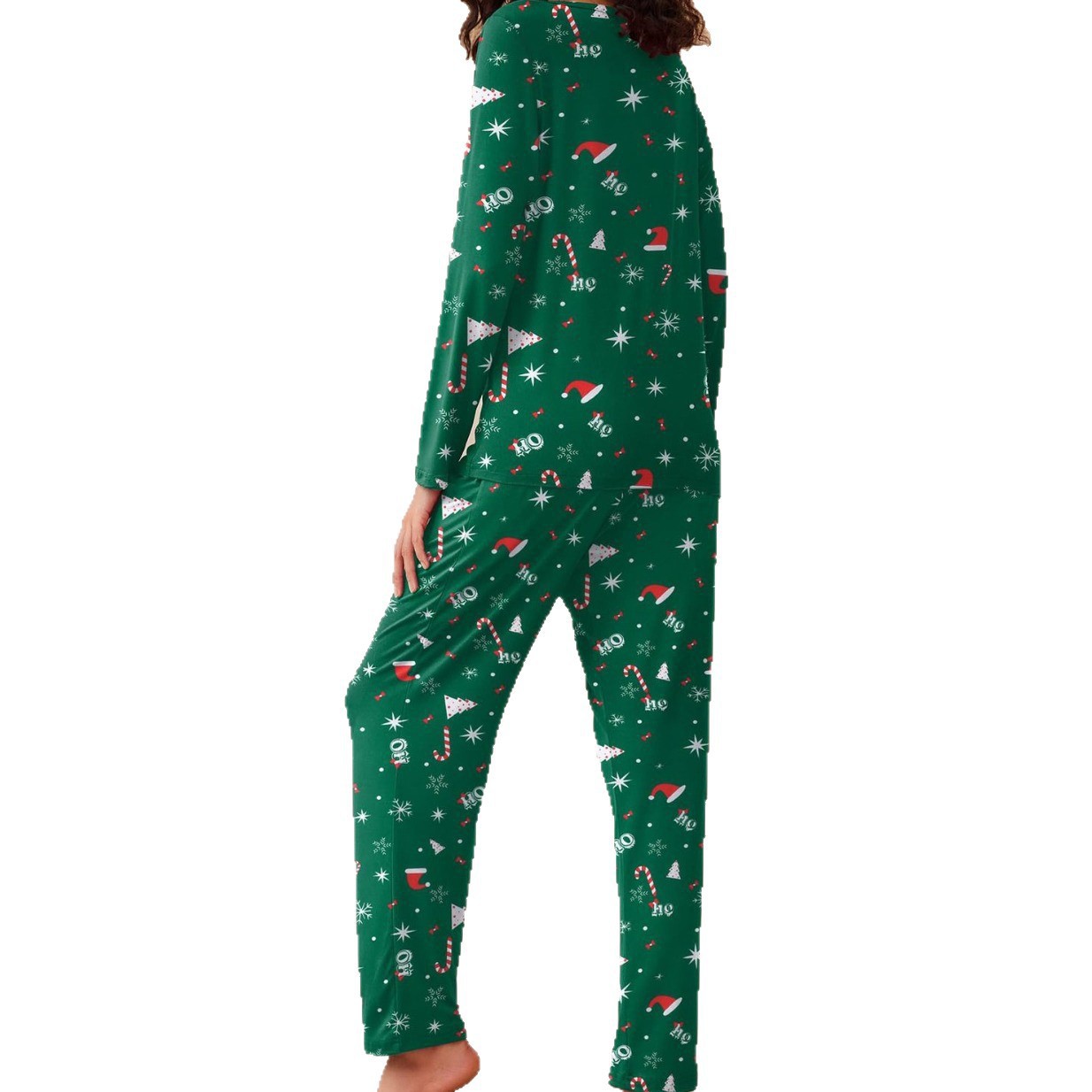 2025 nuevo traje de pijama estampado europeo y americano transfronterizo, pantalones de manga larga, ropa a domicilio, traje casual de dos piezas al por mayor