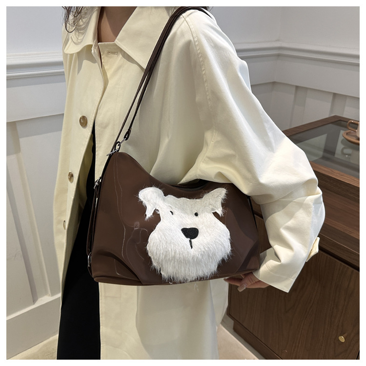 Cute little dog tote bag, women's bag, fashionable new school style backpack, large-capacity commuting single-shoulder bag undefined