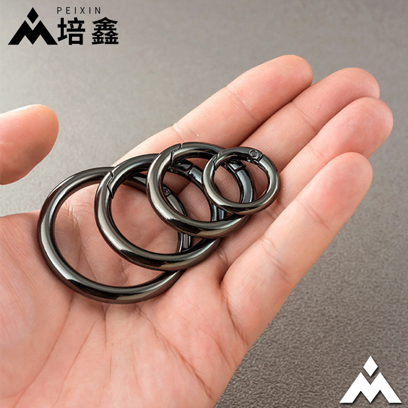 Fábrica al por mayor aleación de zinc hebilla de resorte hebilla circular metal anillo de resorte anillo abierto llavero hardware accesorios llavero image 6