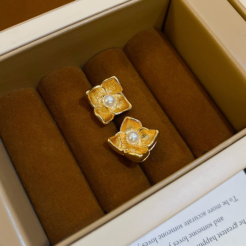 Pendientes de doble cara de la Perla del diamante de la aguja de plata Corea del Sur ins elegante pendientes de estilo frío pendientes de diseño de moda para las mujeres