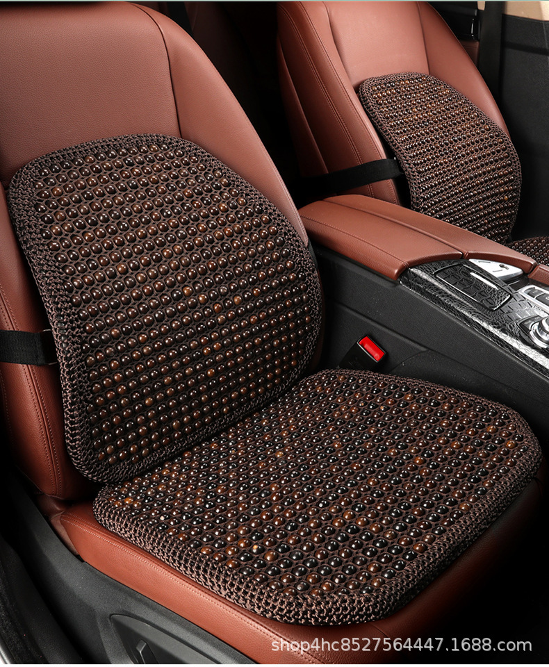 Cross-Border Car Seat Cushion with Bodhi Wood Beads, Summer Cooling Pad, Ventilated and Breathable, Hand-Woven by Manufacturer, Upgraded for Breathability