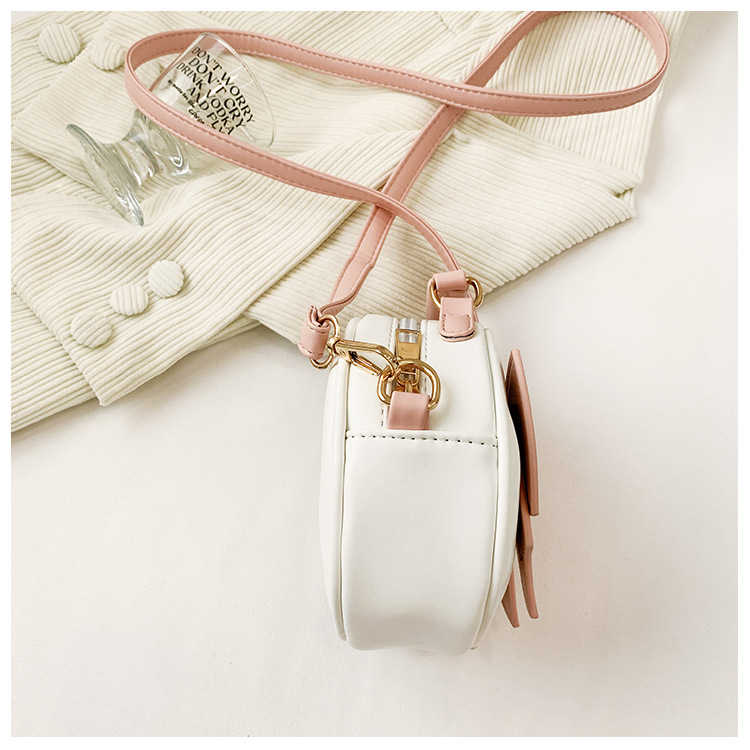 151g Weight Polyester Lining Material Zipper Closure Type Top Handle, Sling Strap Strap Type Crossbody Bag Bags Type Casual, Daily, Shopping Occasion Pu Leather Material Bow Knot Pattern All Seasons Season Girl'S Gender Cute Style Round Shape Girl'S Pu Leather Bow Knot Cute Round Zipper Crossbody Bag 2