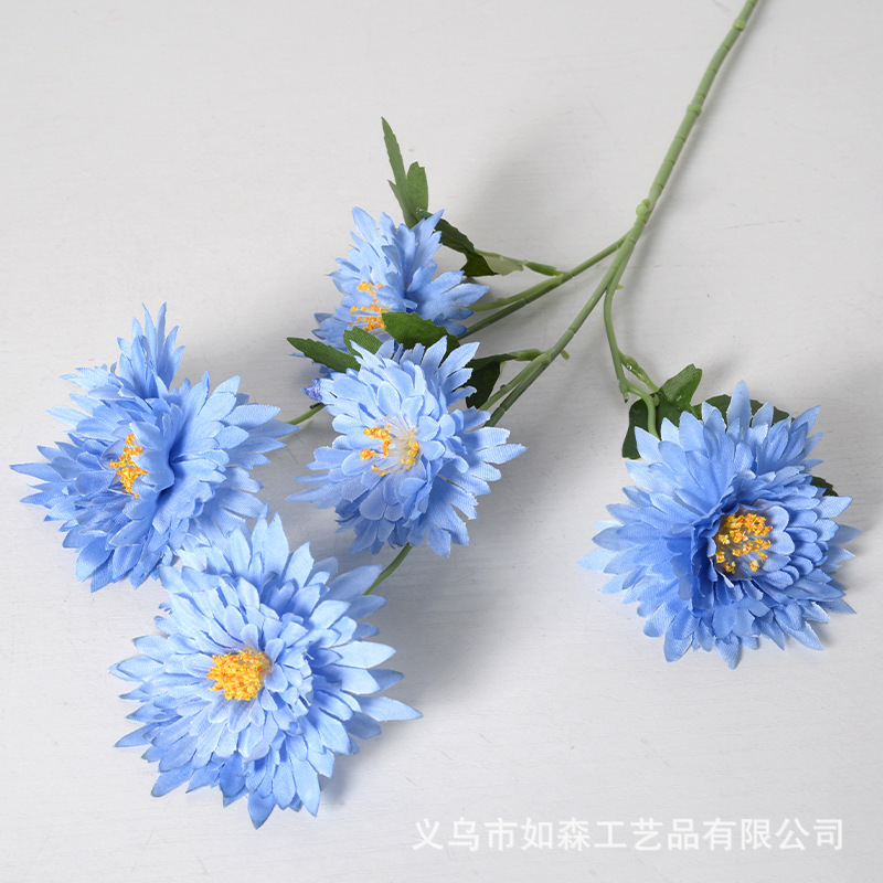 Flor artificial flor azul material boda salón decoración del hogar Rosa artificial Flor de plástico al por mayor