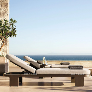 Outdoor Bed Waterproof Villa Hotel Swimming Pool Lounge Chair Metal Open-Air B&B Outdoor Seaside Aluminum Alloy Beach