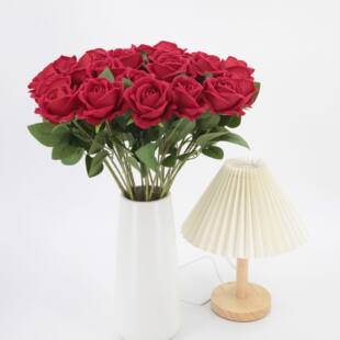 Little velvet simulation rose pearl rose home hotel Tanabata Valentine's Day rose wall decorative fake flowers wholesale