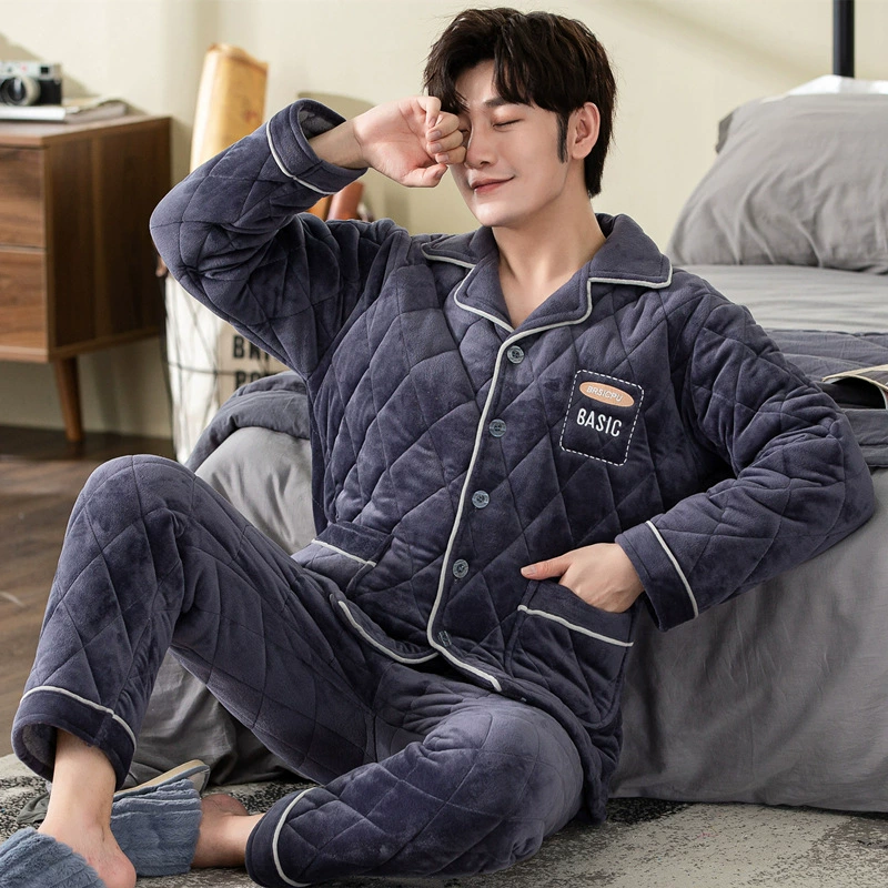 Demi-season quilted winter pijama, velvet keep warm flannel set thickened crystal, homewear