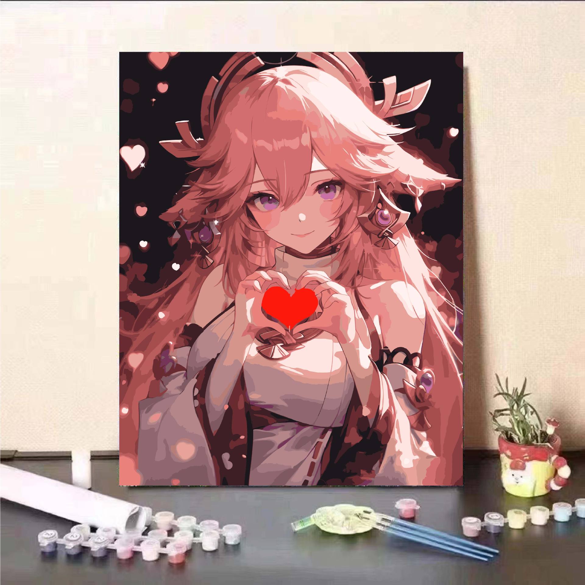 Personaje de yuanes animado bidimensional DIY pintura al óleo digital descomprimida a mano nicho pintura de relleno de color