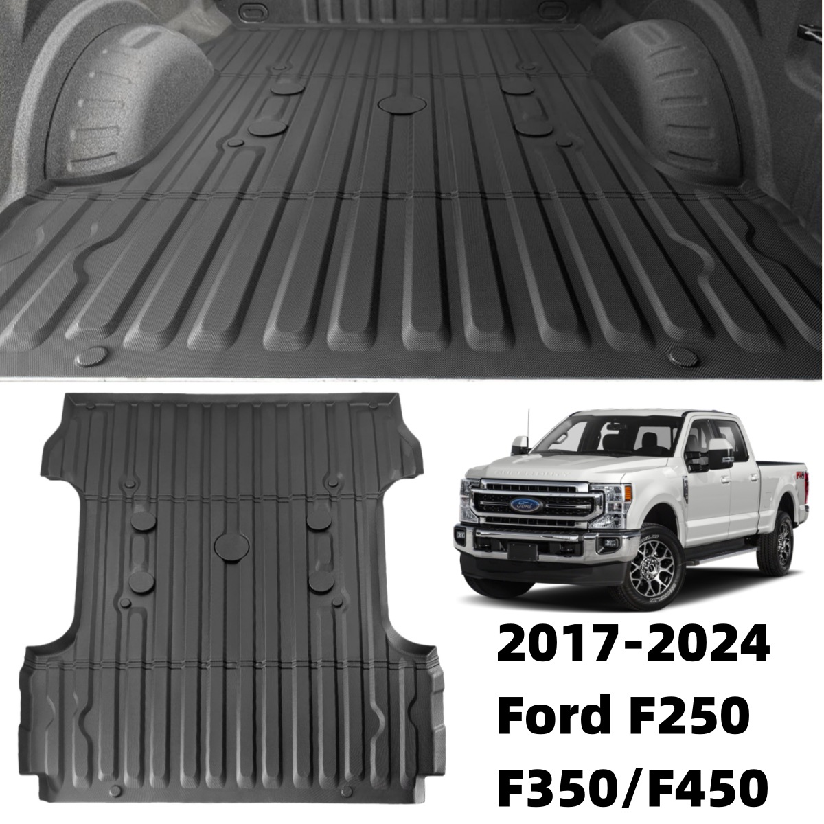 适用2017-2024福特F250后斗垫TPE卡车垫北美皮卡车用品F250货斗垫