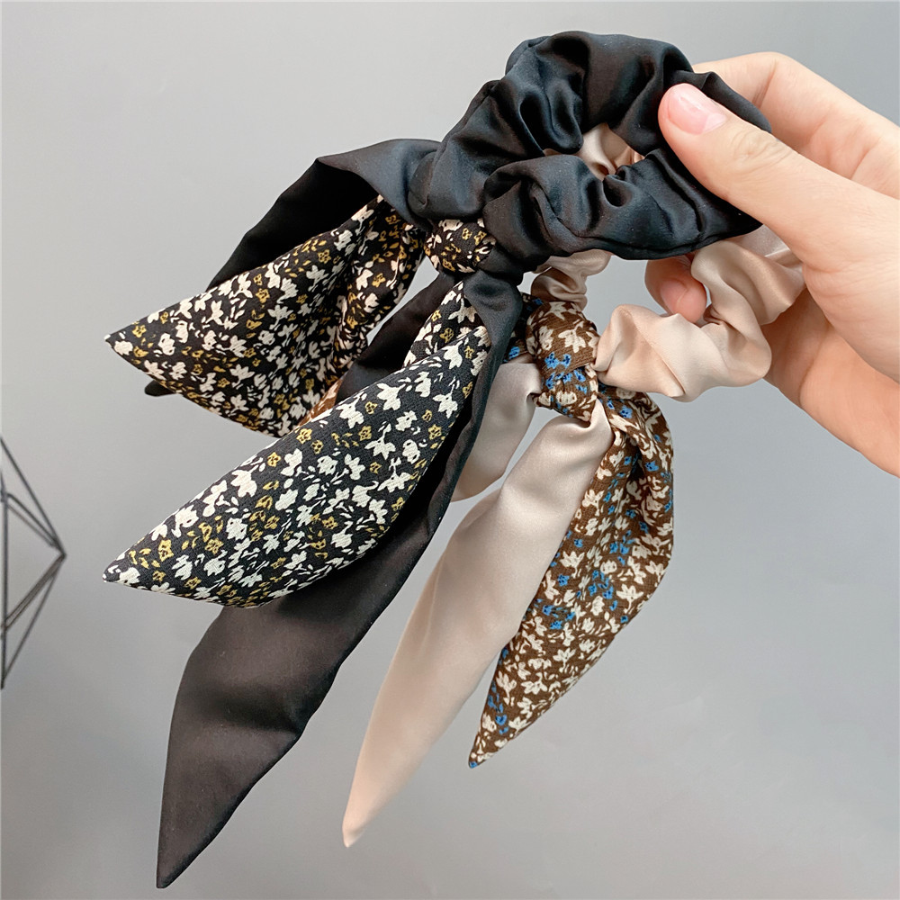 New Long Streamer Flower Bow Hair Ring Color Matching display picture 3