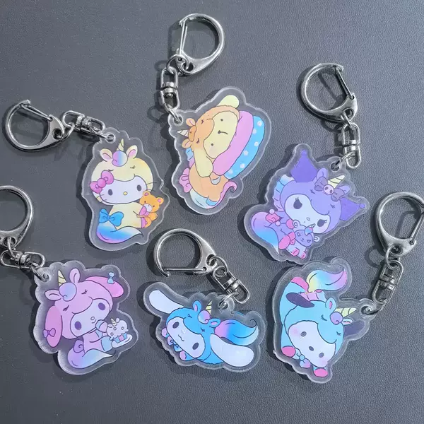 Cute Sanrio Keychain Backpack Pendant Decoration Unicorn Fairy-Like Charm Hanging Chain Anime Game Merchandise
