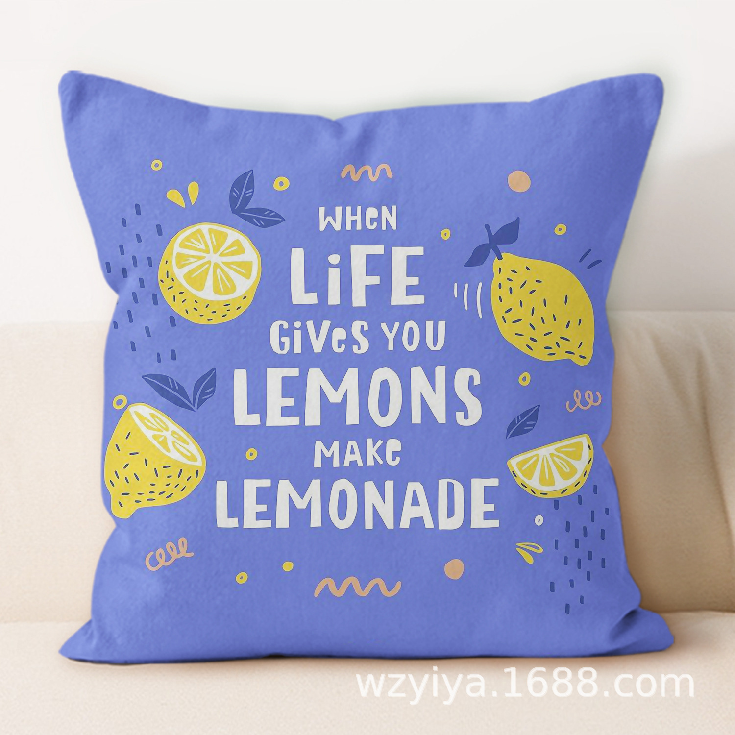 almohada de impresión de limón simple sofá en el hogar moderno almohada de respaldo decoración desmontable almohada de cabecera cuadrada