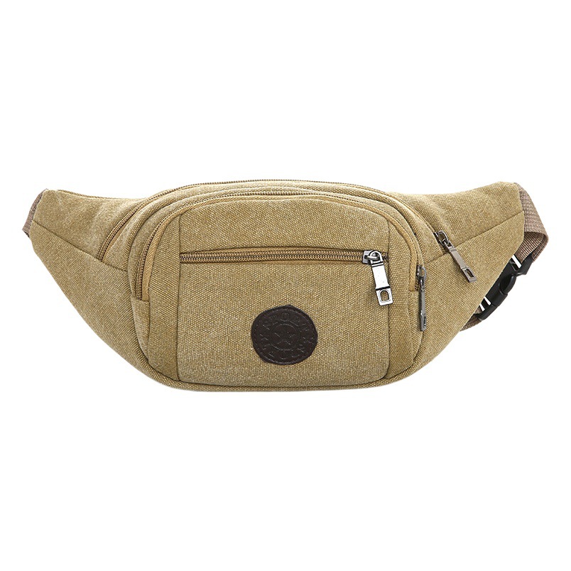 Men's Waist Bag Canvas Large Capacity Multi-Layer Outdoor Sports Crossbody Chest Bag Work Site Mobile Phone Bag Stall Bag