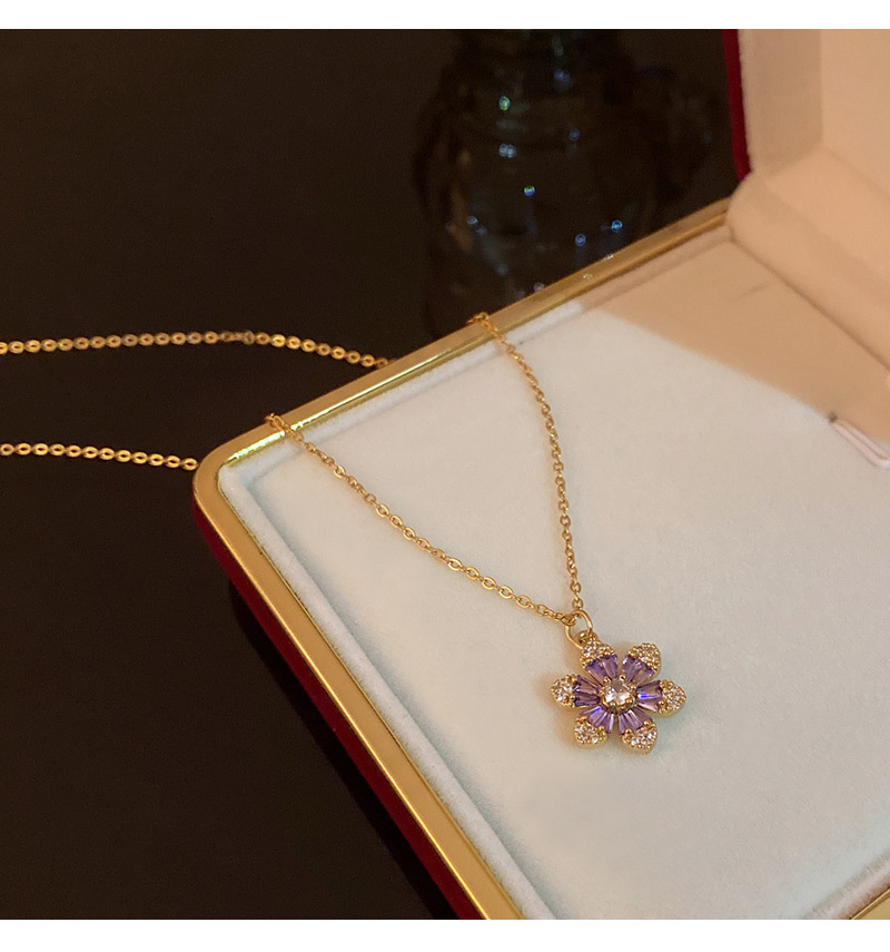 Fashion Snowflake Titanium Steel Plating Zircon Pendant Necklace