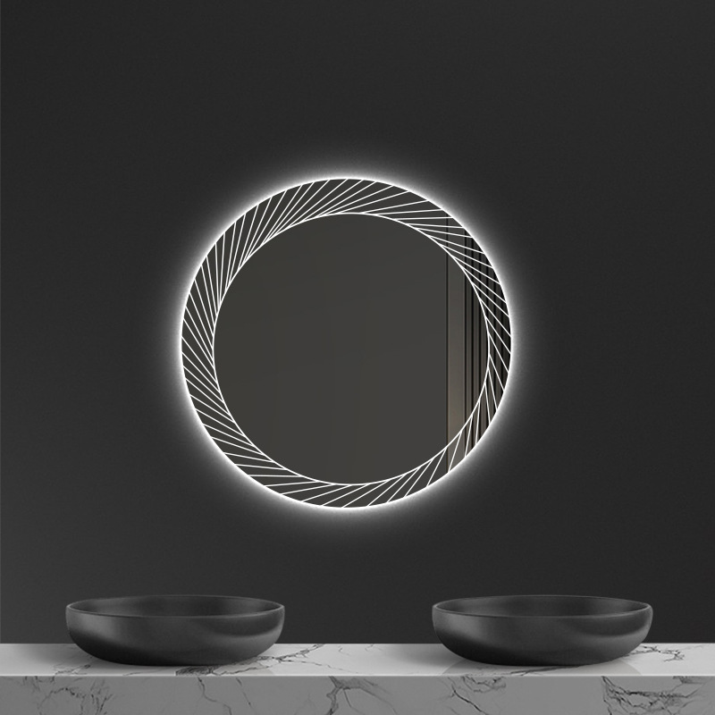 Espejo de baño inteligente comercial espejo de inodoro pared espejo de maquillaje LED iluminante antiniebla pantalla táctil láser nuevo