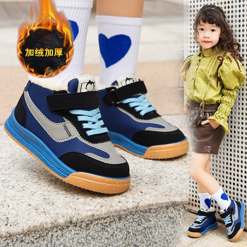 Обувь для мальчиков Зимняя обувь на флисовой подкладке Большая хлопковая зимняя обувь Большая детская хлопковая обувь Осенне-зимняя обувь для девочек Высокие кроссовки для девочек