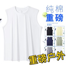 得物.跨境200克纯棉春夏季背心T恤男款纯色宽松情侣上衣-TW200.