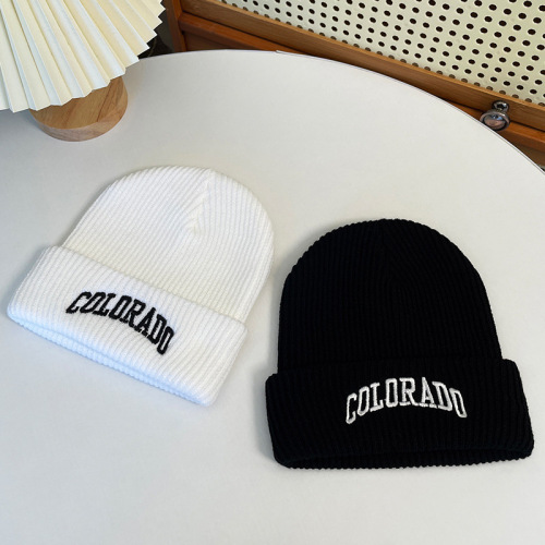 Knitted Hat with Embroidered Letters - Men's Autumn/Winter Style, Korean Version, Hip-Hop Trendy, Couples' Matching Ear Protection Hat