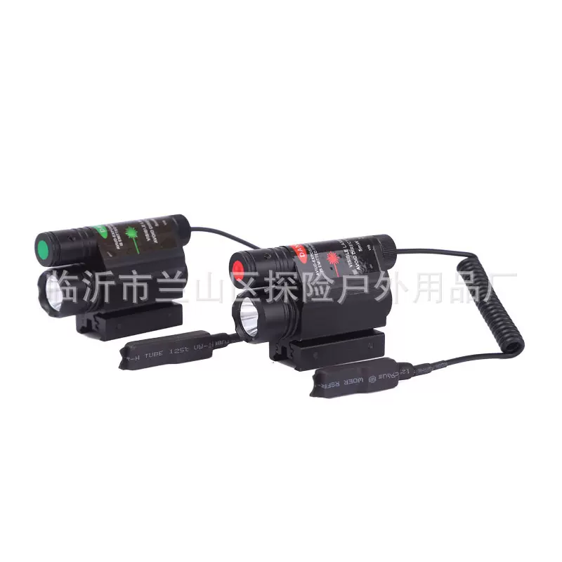 激光一体T6红绿激光瞄准器手电绿20mm带鼠尾战术手电筒绿激光笔