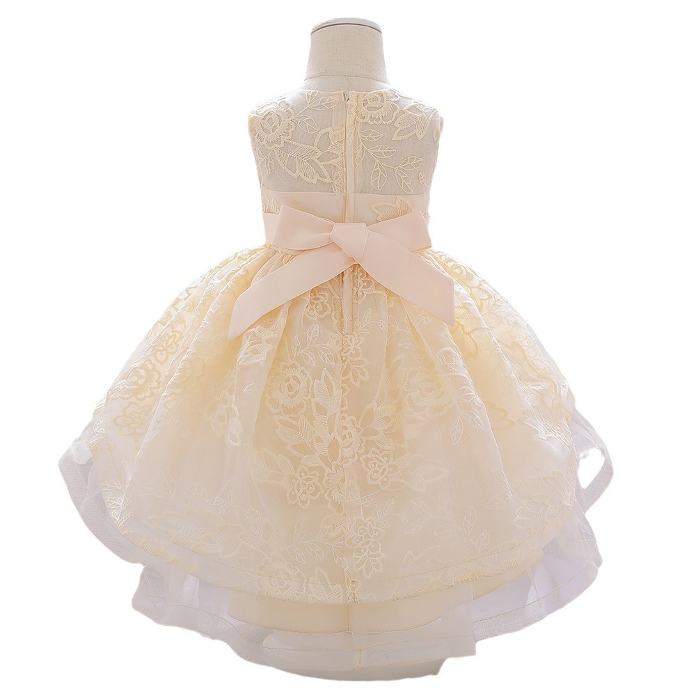 Amazon bebé vestido bebé cumpleaños regalo bordado trailing niña vestido completo Luna lavado vestido